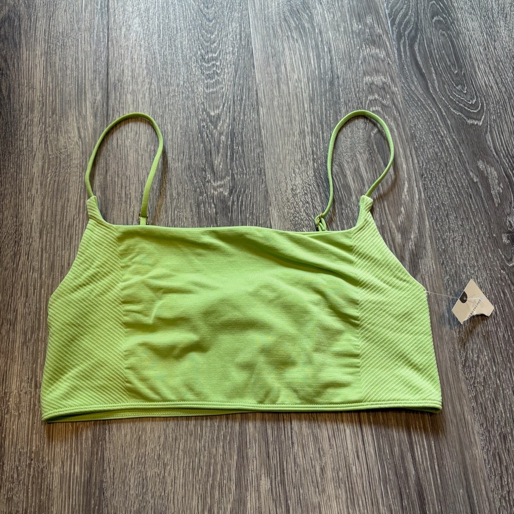 NWT Anthropologie Vibrant Green Crop Top Size L/XL